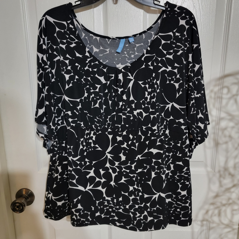 B-slim Pullover Peplum Black & White Top Women's Size XL